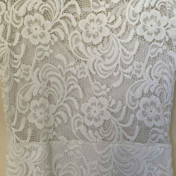 White Lace Scallop Hem Dress - Picture 6 of 10